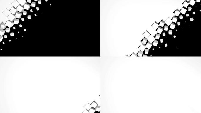 黑白立方体屏幕用阿尔法通道擦拭过渡