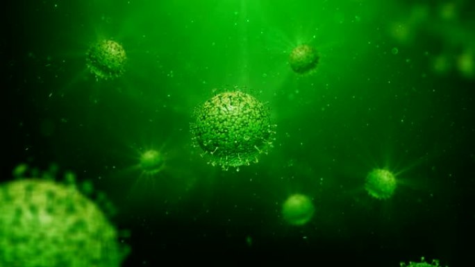 新型冠状病毒肺炎绿色背景-可循环元素-4k分辨率