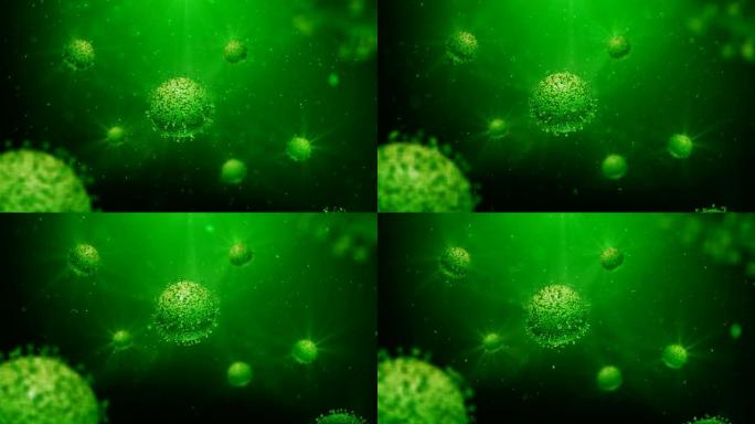 新型冠状病毒肺炎绿色背景-可循环元素-4k分辨率
