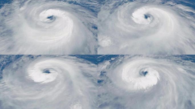 聚焦于旋转的飓风眼的卫星视图-无缝循环