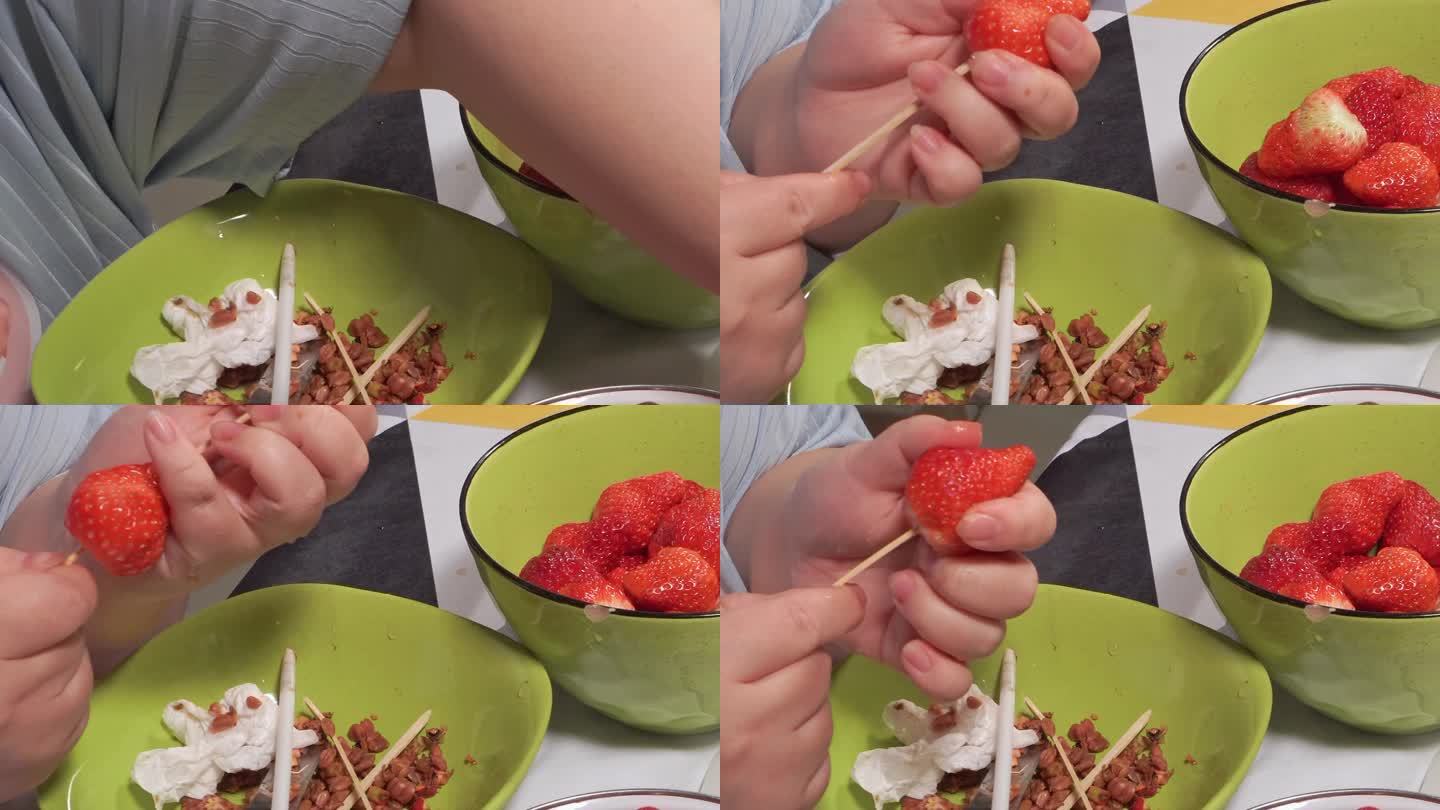 自制草莓山楂糖葫芦串水果糖葫芦 (5)