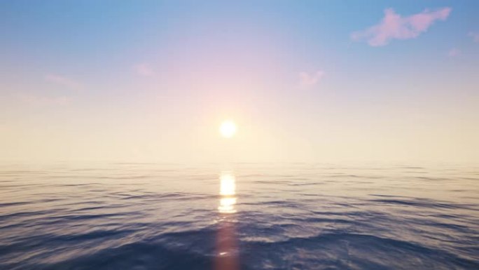 日落时飞越大海三维动画海面海上海洋大洋
