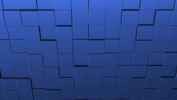 移动立方曲面蓝色壁的抽象背景。