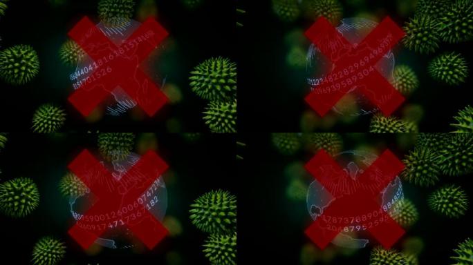 冠状病毒细胞在背景中传播的跨地球动画。