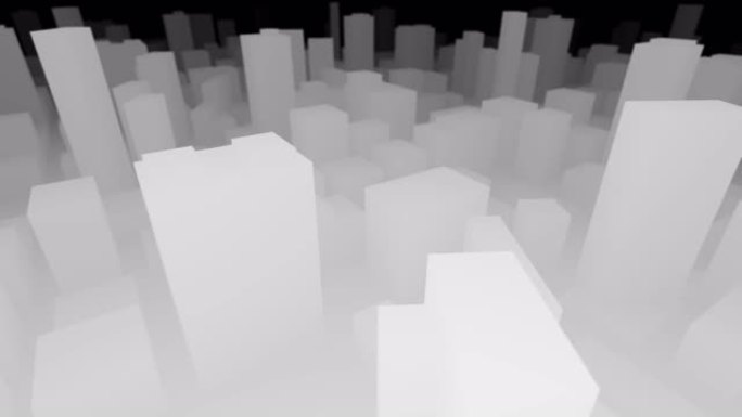 3D城市地图黑白飞翔回望