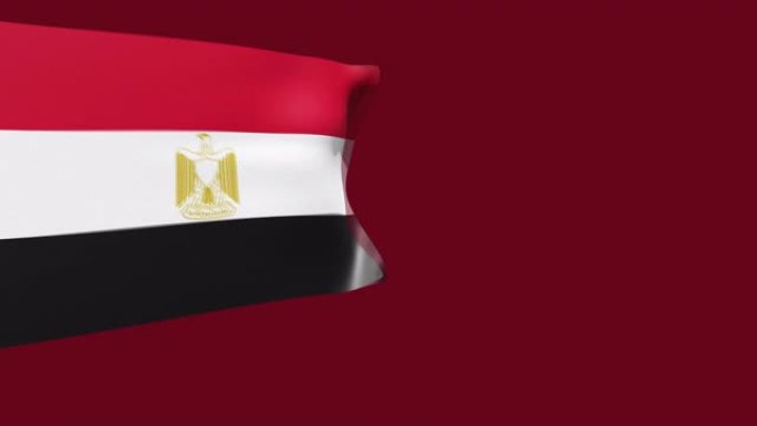 3D渲染埃及国旗的高分辨率视频，在红色背景上移动。