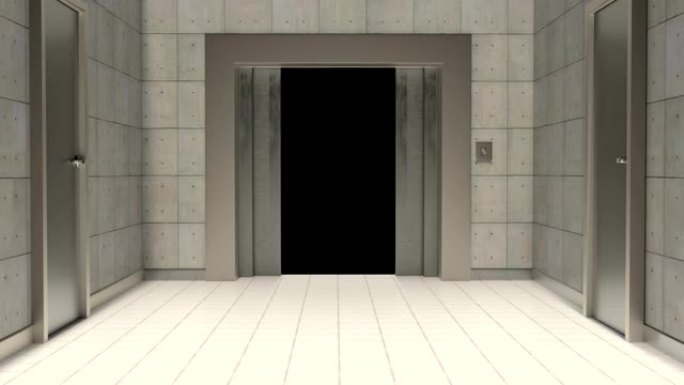 尽头有电梯门的神秘走廊。