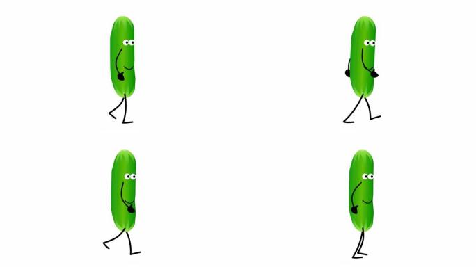 黄瓜。黄瓜角色的动画。卡通