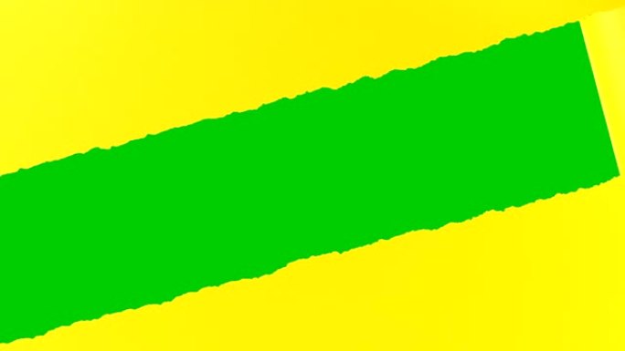 黄纸撕成斜条纹，卷起打开背景。包括绿色色度键和亮度哑光。