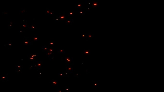 现实的飞火火花隔离在黑色背景上。明亮的动态尘埃颗粒在慢动作。数字3d动画。