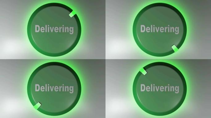 用旋转光标光传递绿色圆圈图标-3D渲染视频剪辑