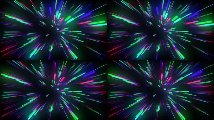 彩色迪斯科灯VJ循环动画。全高清分辨率的彩色超光速动画。