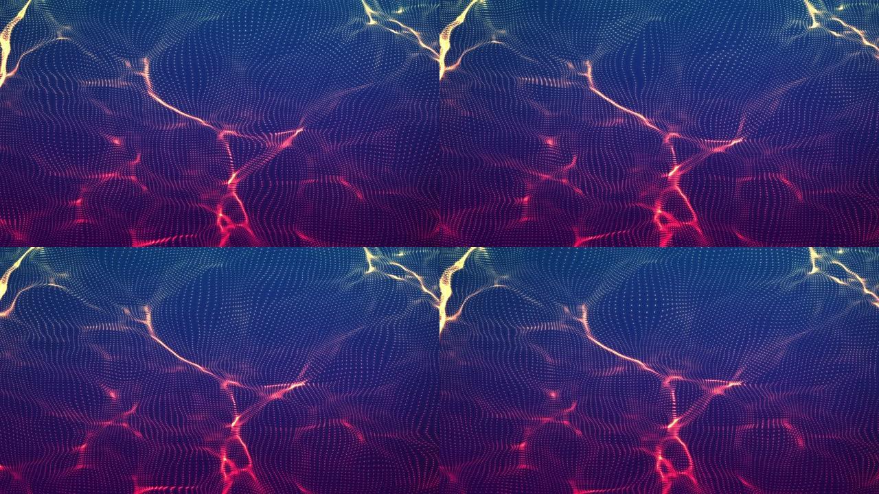 抽象波浪网格未来背景粒子动画