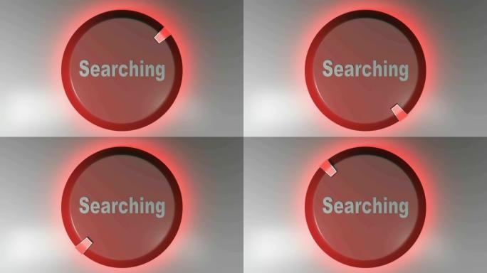 用旋转光标搜索红色圆圈符号-3D渲染视频剪辑