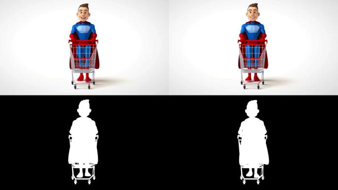 有趣的3D卡通超级英雄行走