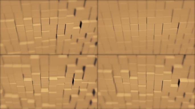 由奶油状立方体组成的墙的动画混乱地向前和向后移动。
