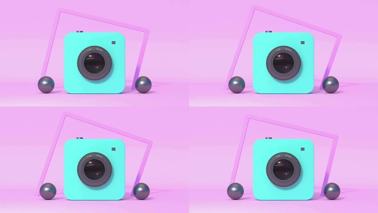 数码相机镜头反射抽象运动3d渲染