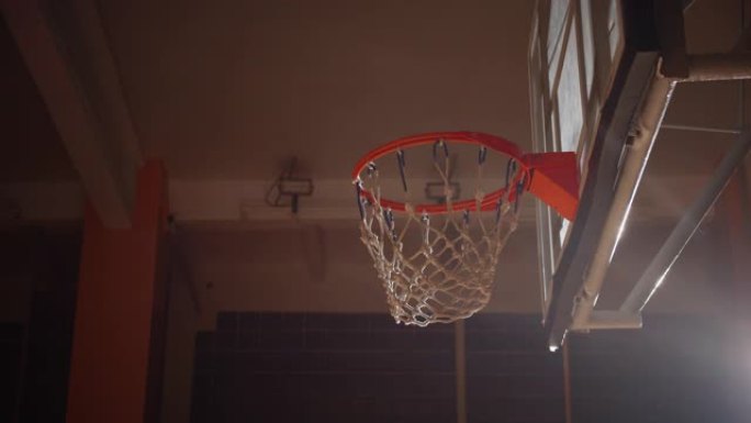 特写篮筐篮球灯光运动馆