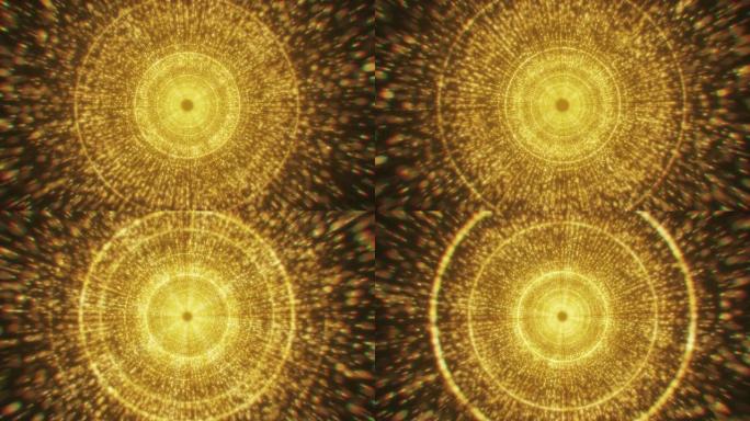 现代金粒子抽象圆隧道循环背景