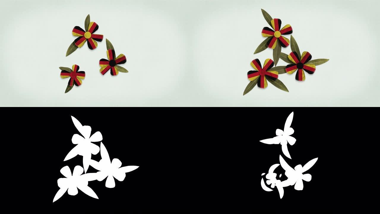动画德国国旗-循环花朵编队