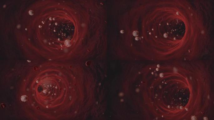 冠状病毒covid 19穿过血液进入静脉cgi动画