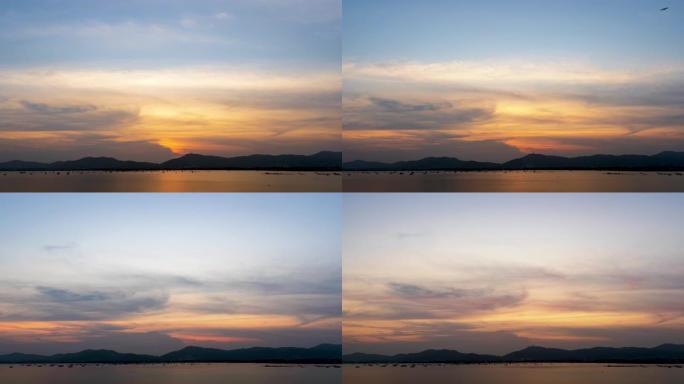 延时视频普吉岛视点彩色日落的惊人场景，自然和旅行概念中的移动云背景广角拍摄全景拍摄苹果Proress