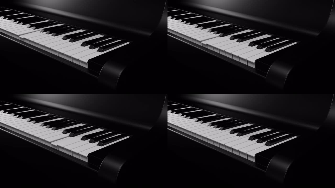 钢琴。4k分辨率的3D动画。