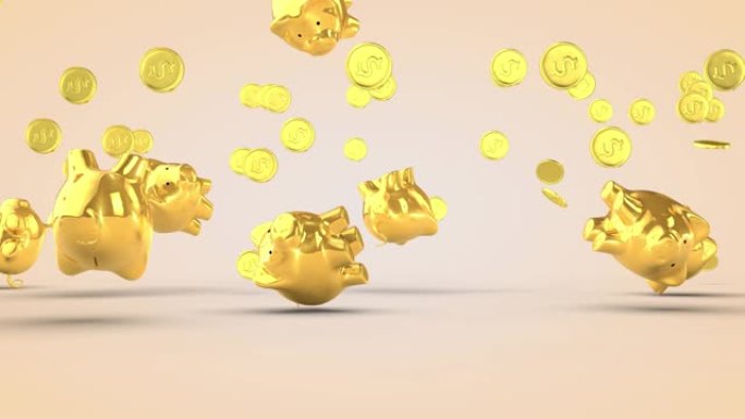财务成功的概念，猪猪银行。3D渲染