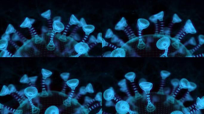 滚动冠状病毒; 循环，蓝色，新型冠状病毒肺炎动画
