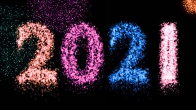 新年快乐烟花2021夜庆祝派对活动-3d动画