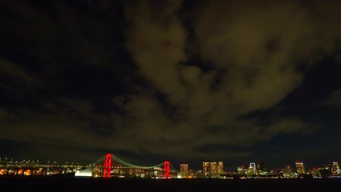 彩虹桥的夜景，红色/东京警报照明