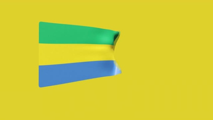 高分辨率视频的3D渲染加蓬旗帜，移动在黄色的背景。
