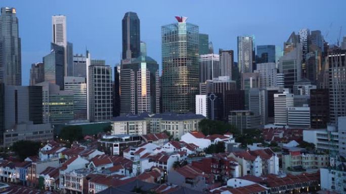 黄昏时的新加坡中央商务区-放大