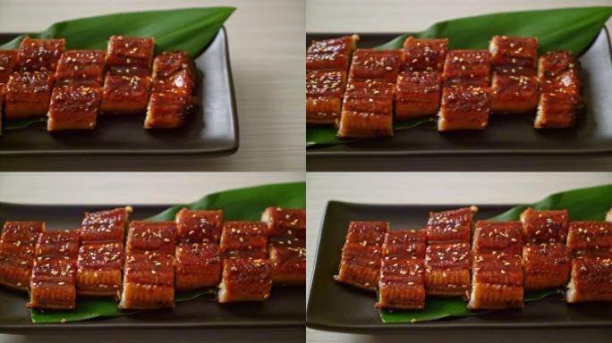 切片烤鳗鱼或烤unagi酱 (Kabayaki) -日本美食风格