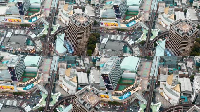 空中步道鸟瞰图在MBK，曼谷，泰国