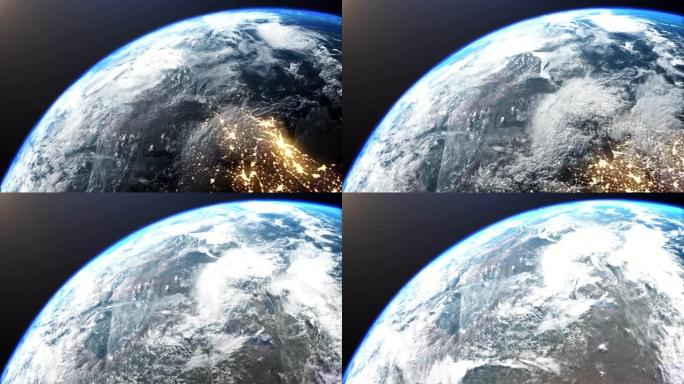 具有真实倾斜轴和旋转方向的旋转行星地球