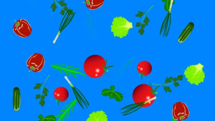 蔬菜元素动画色度键背景可移动，无缝循环