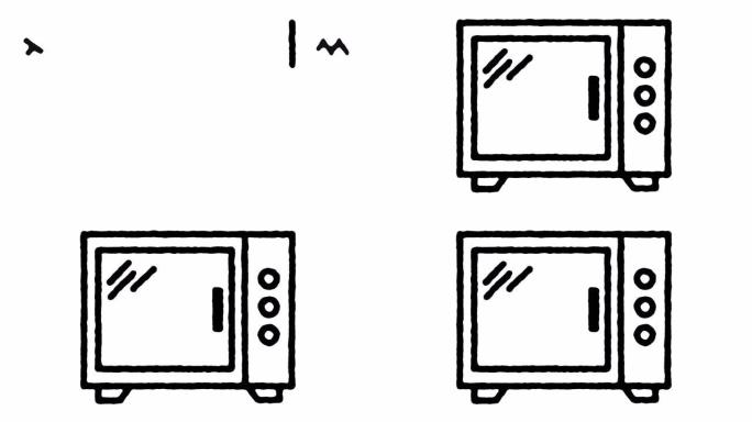 烹饪时间素描线图标动画