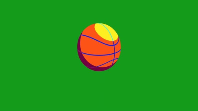 绿色屏幕背景的旋转篮球运动图形