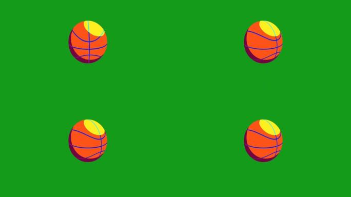 绿色屏幕背景的旋转篮球运动图形