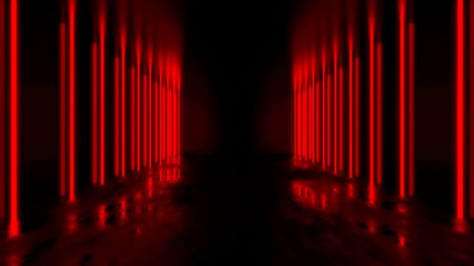 红色抽象隧道环路红色背景穿梭霓虹灯闪光灯