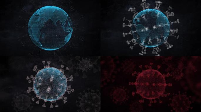 世界感染冠状病毒，新型冠状病毒肺炎，病毒，流行病，3D模型动画