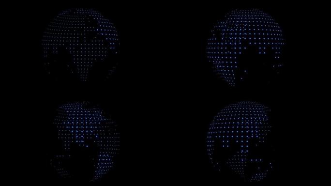 带有蓝点的世界地球仪