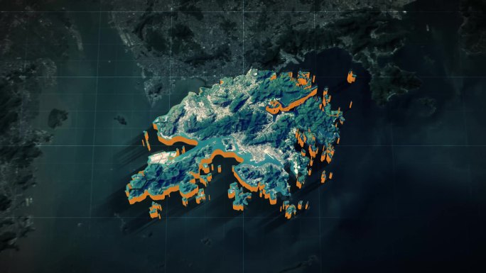 【AE模板】暗调三维卫星地图 香港