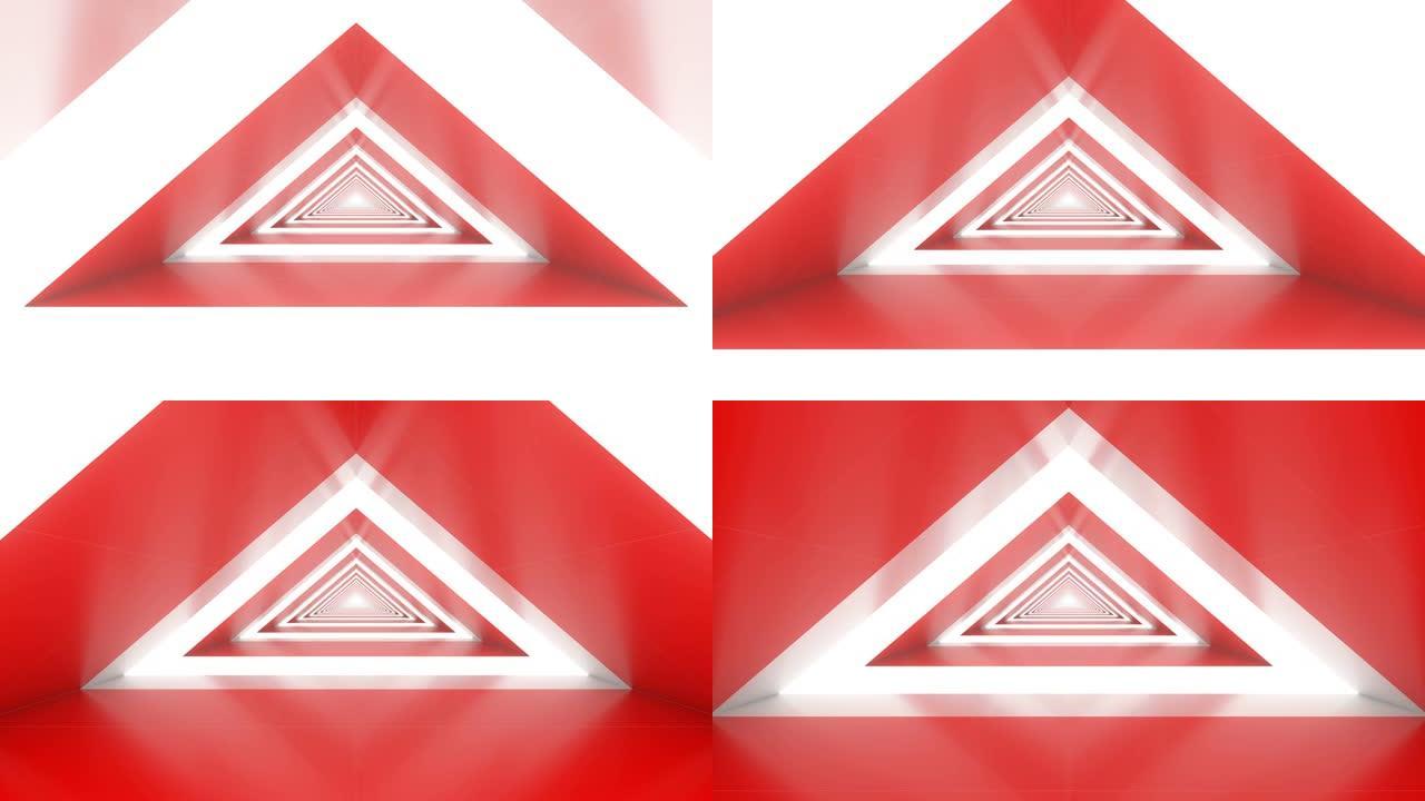红色抽象环形三角隧道