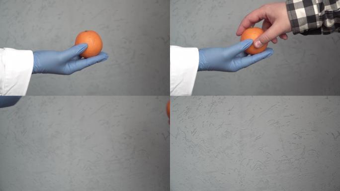 女医生提供橙子以增强免疫力