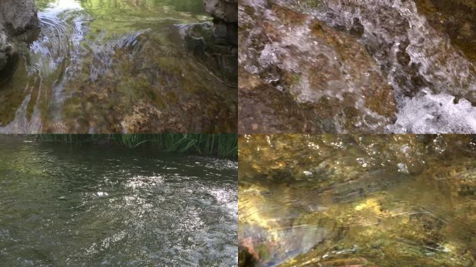 4k清澈的水流空境特写流淌河水