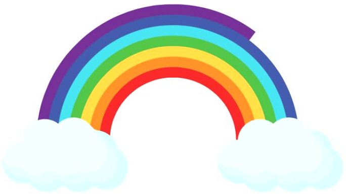 动画彩虹从左到右出现。白色背景上孤立的明亮矢量插图。
