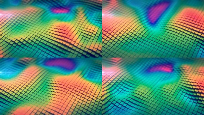 彩虹七彩块3D渲染无缝循环动画