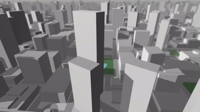 3D城市地图飞向前方
